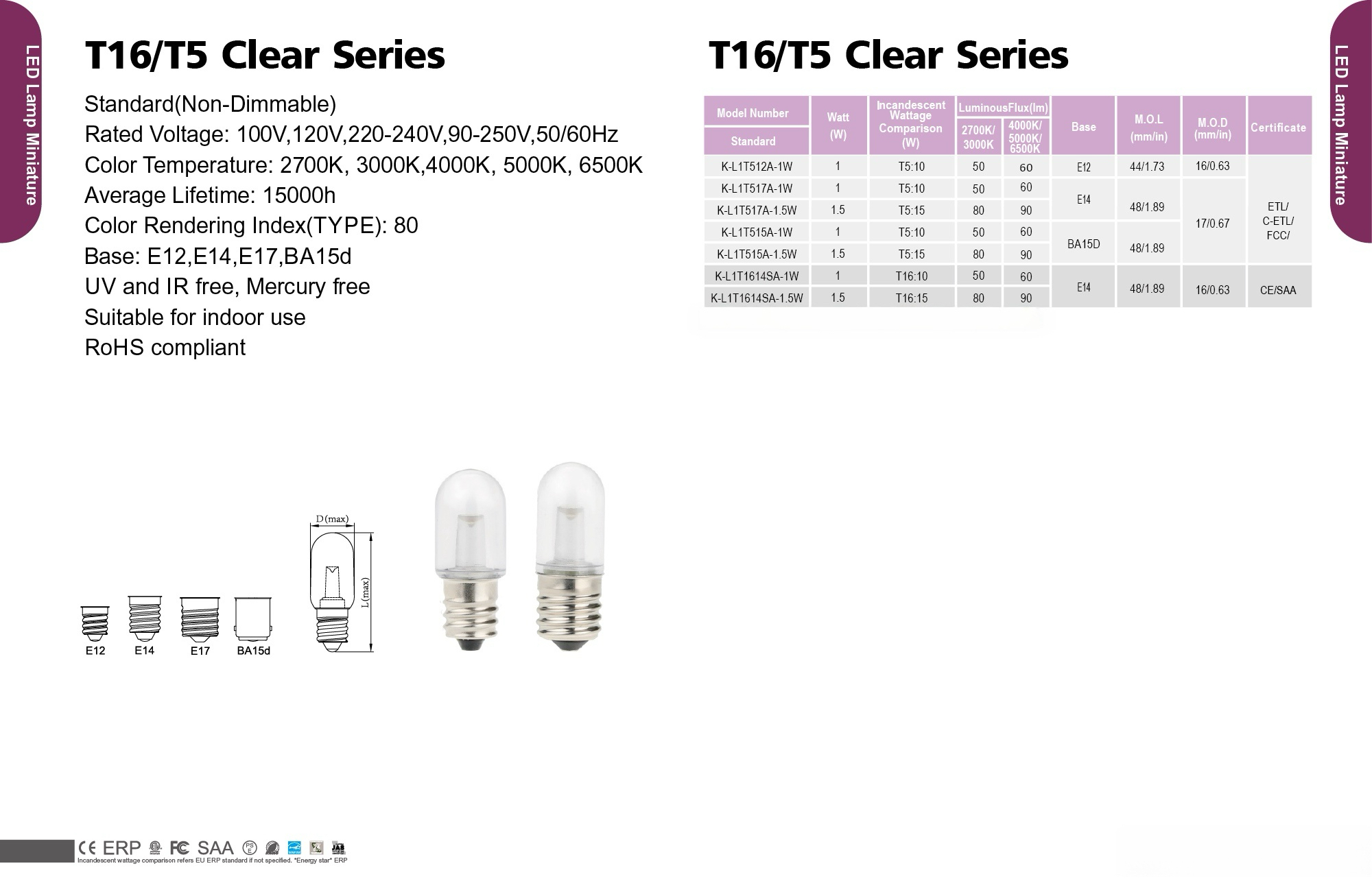 T16/T5 Clear Series