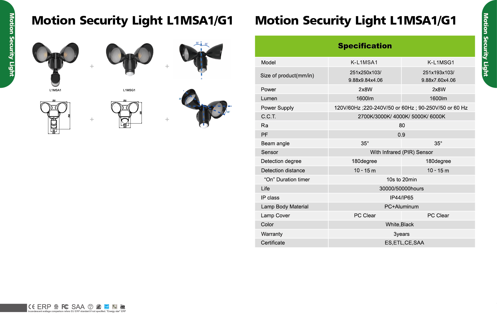 Motion Security Light L1MSA1/G1