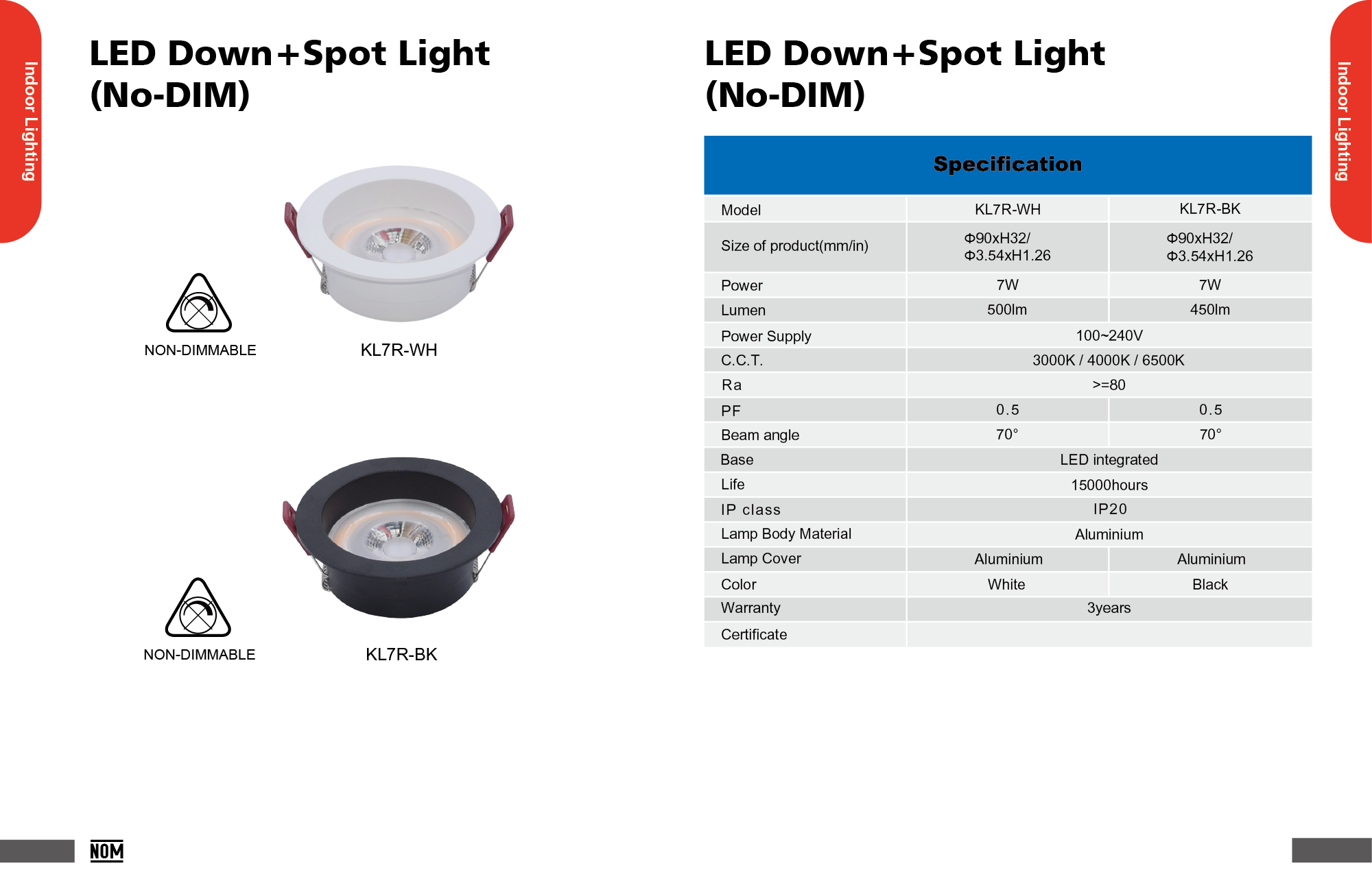 LED Down+Spot Light(No-DIM)