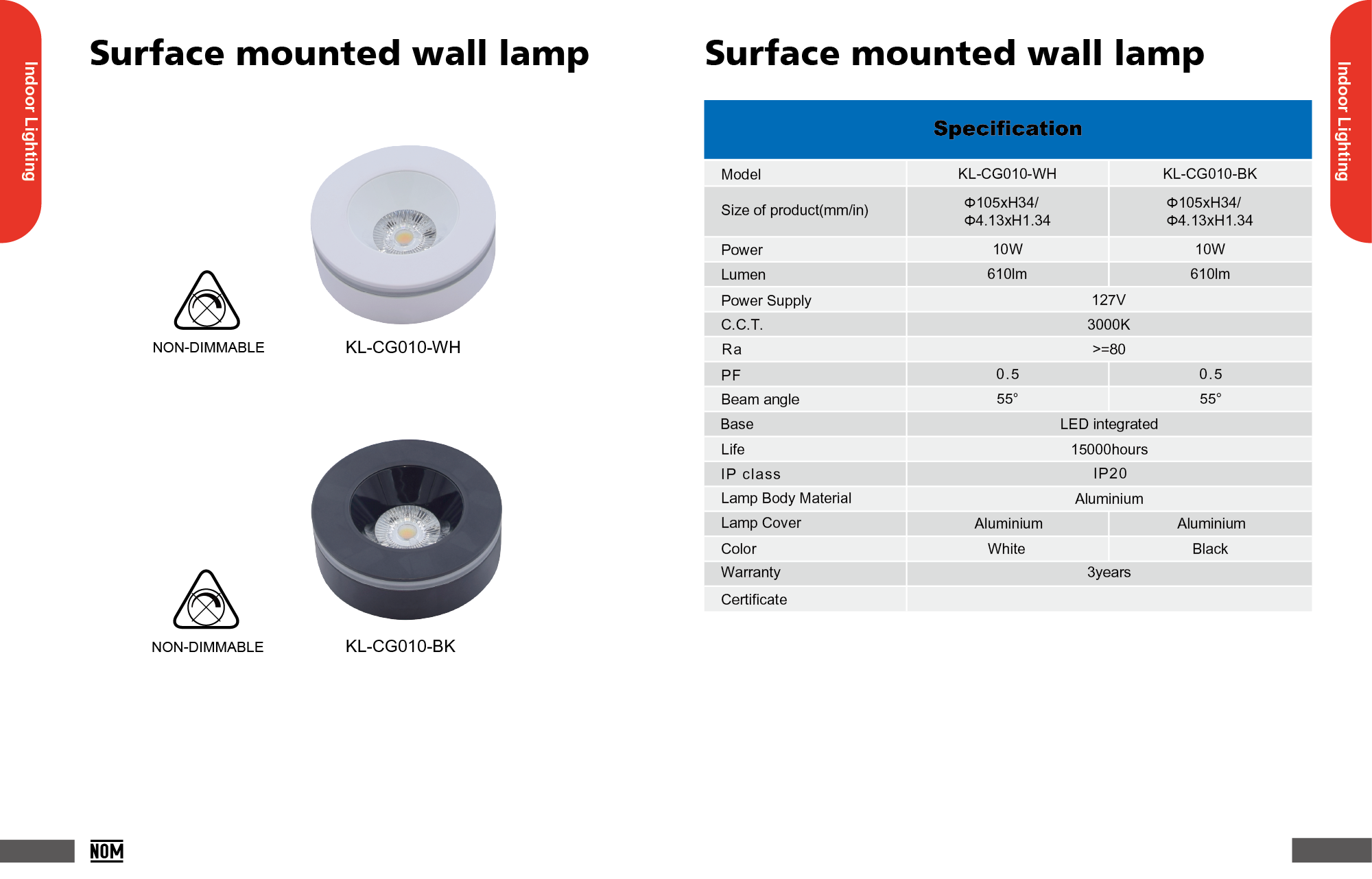 Surface mounted wall lamp