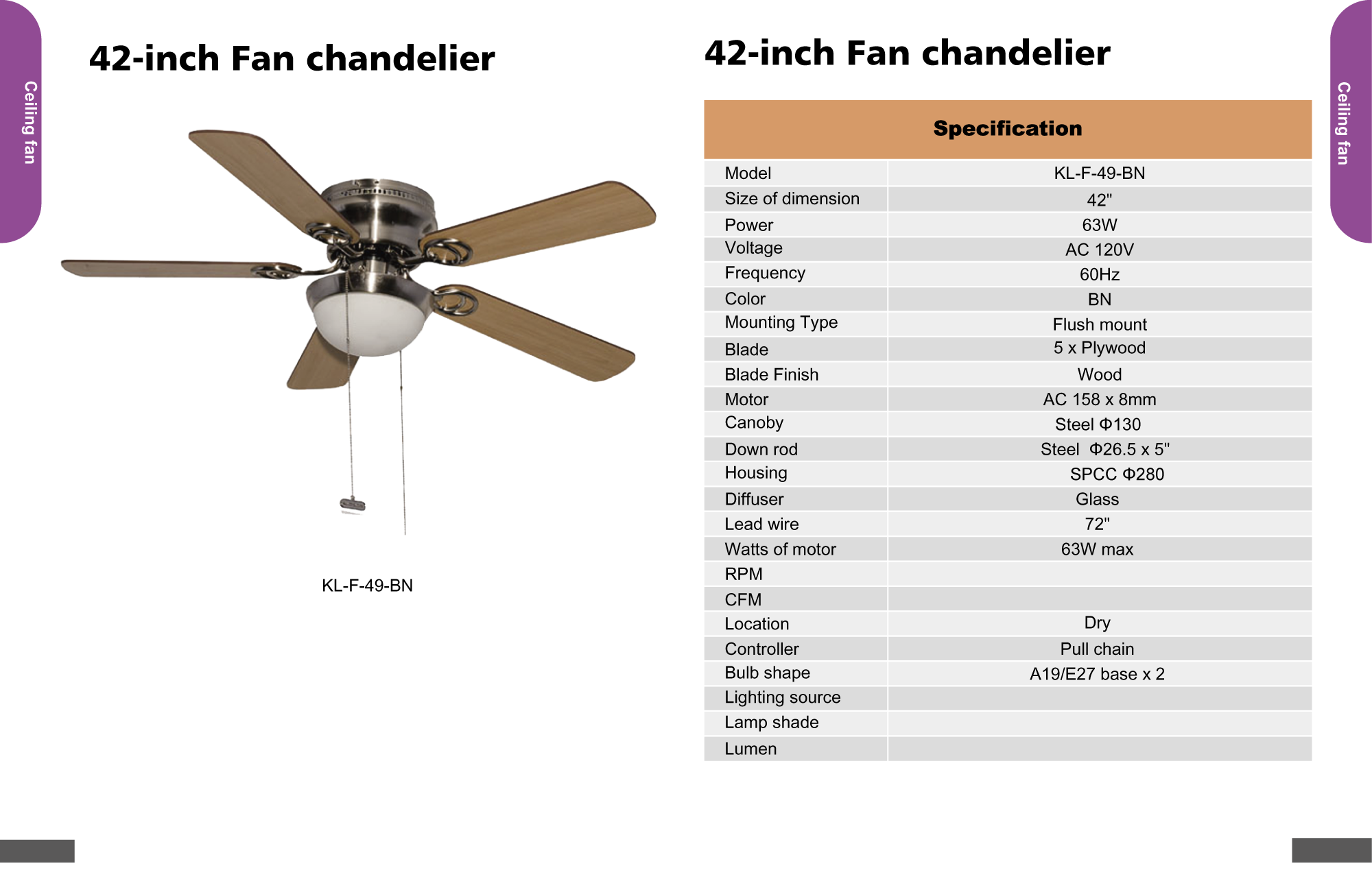 42-inch Fan Chandelier