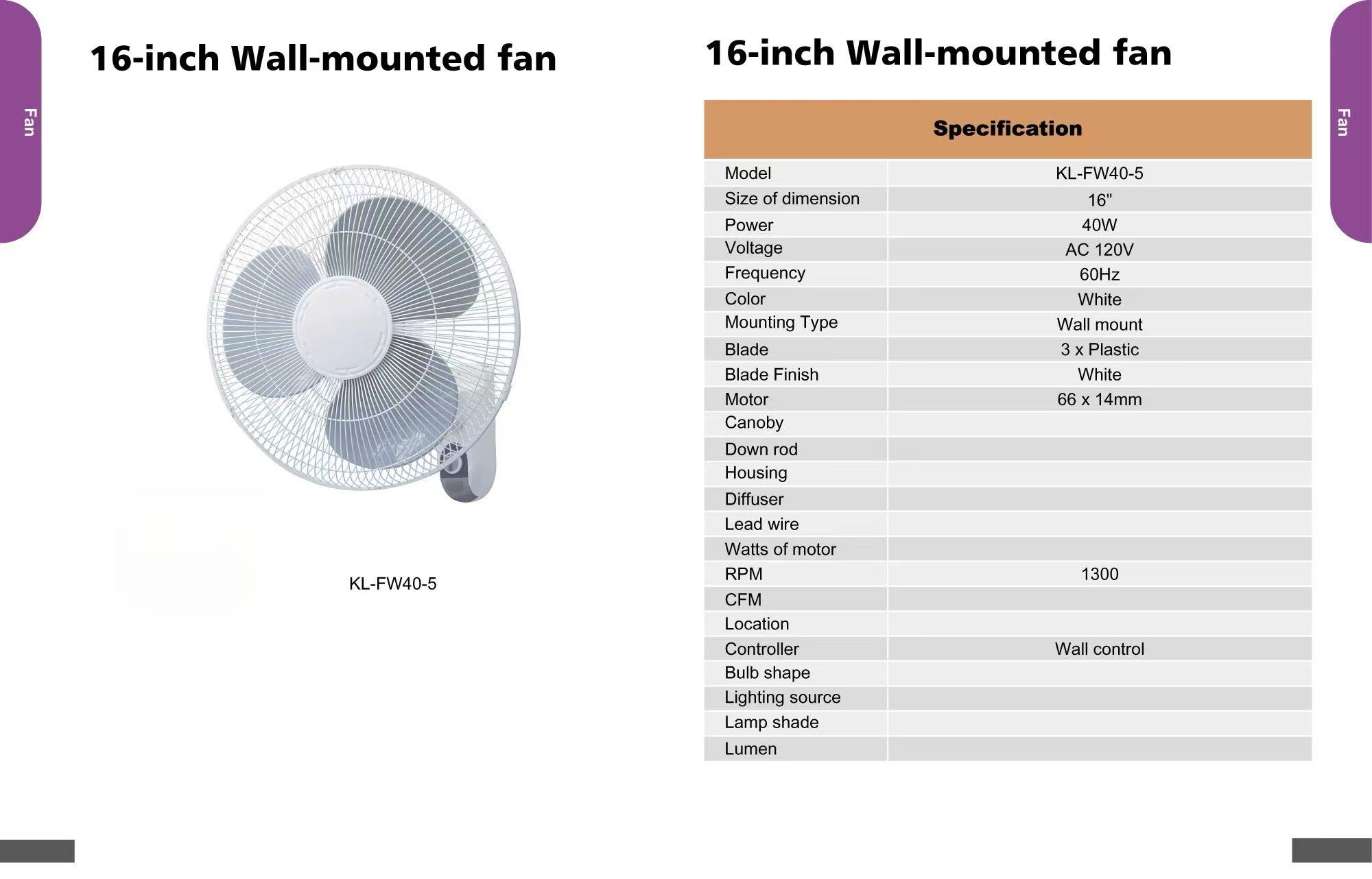 16-inch Wall-mounted Fan