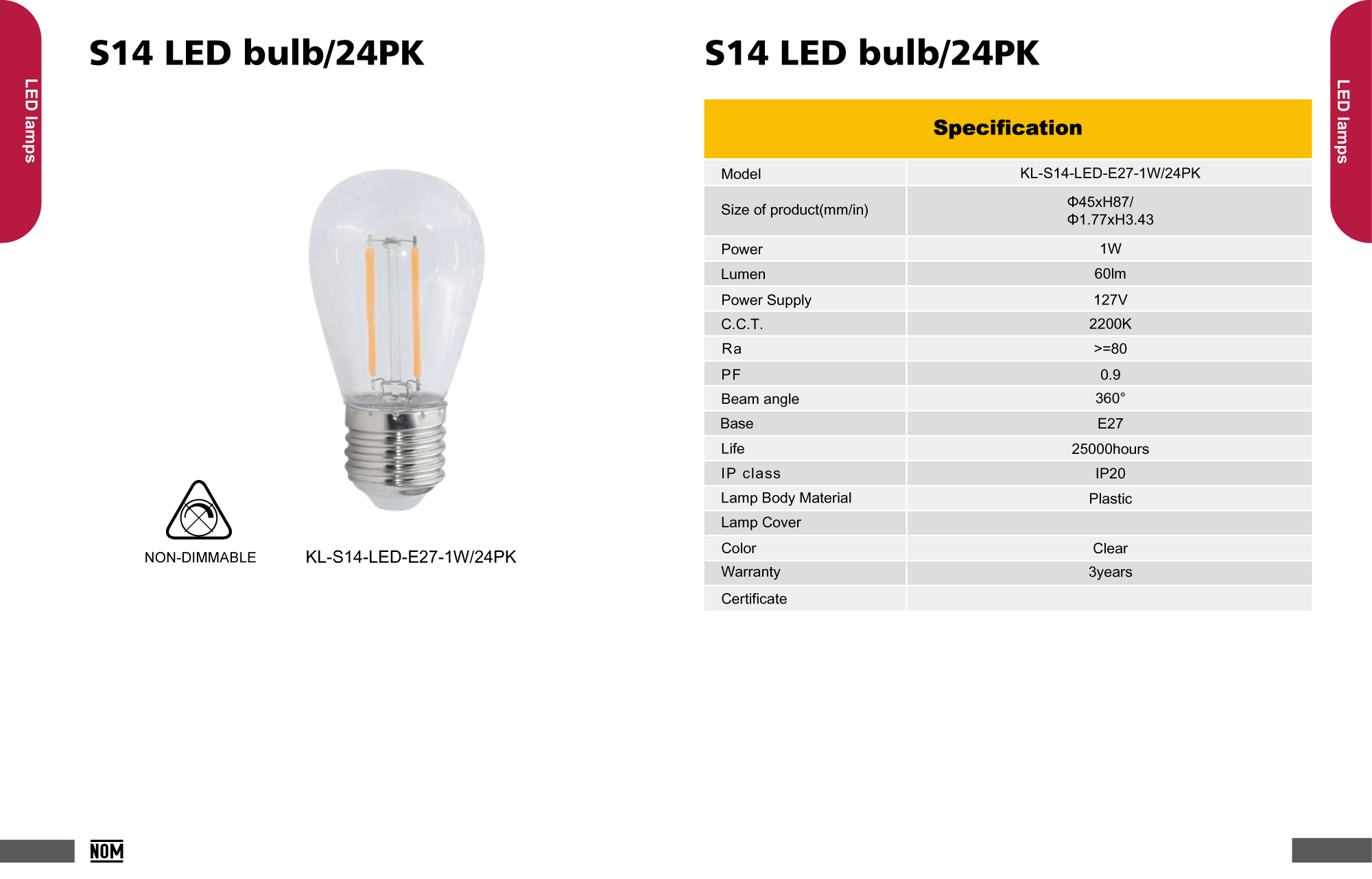S14 LED bulb/24PK