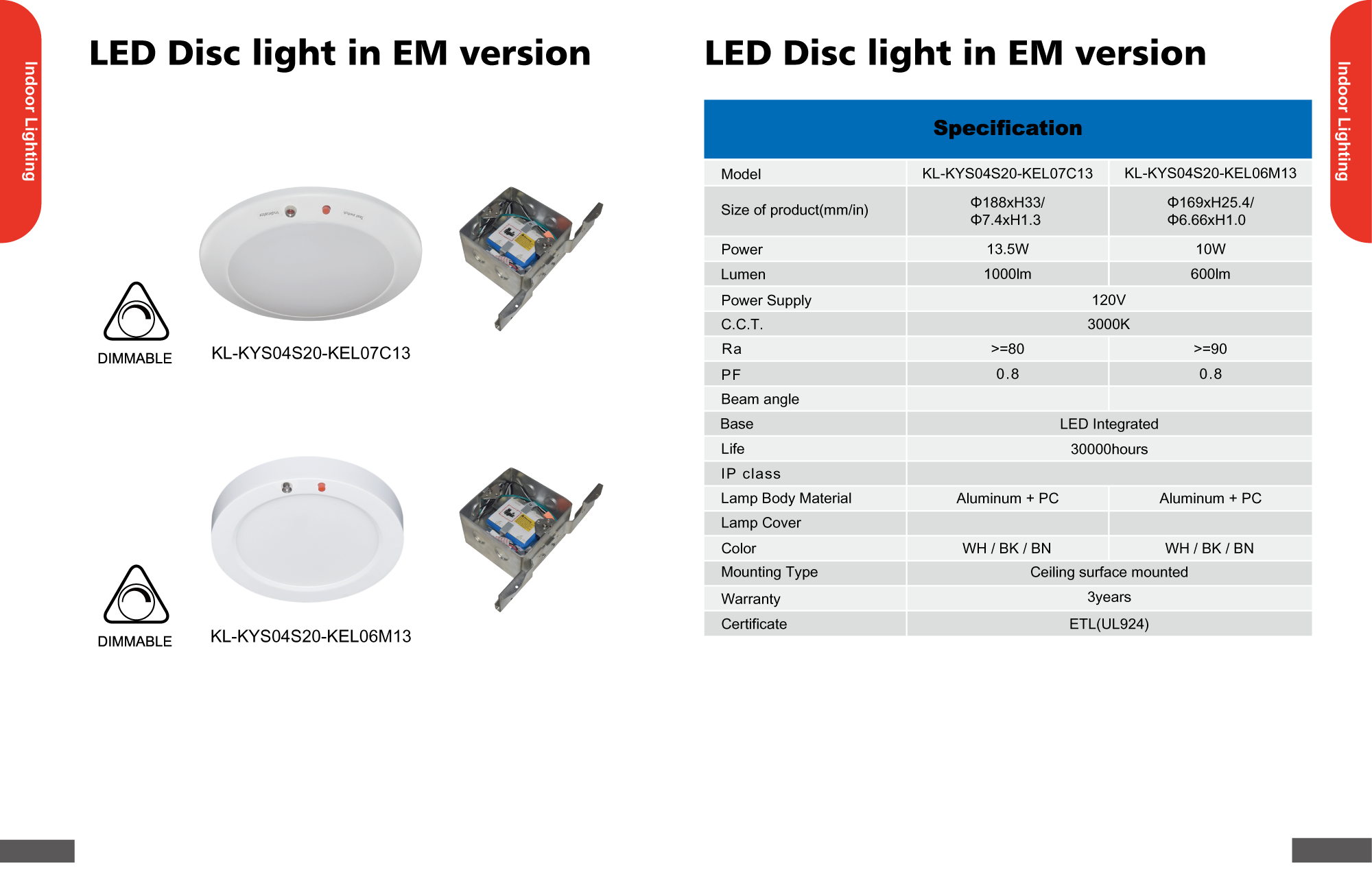 LED Disc light in EM version