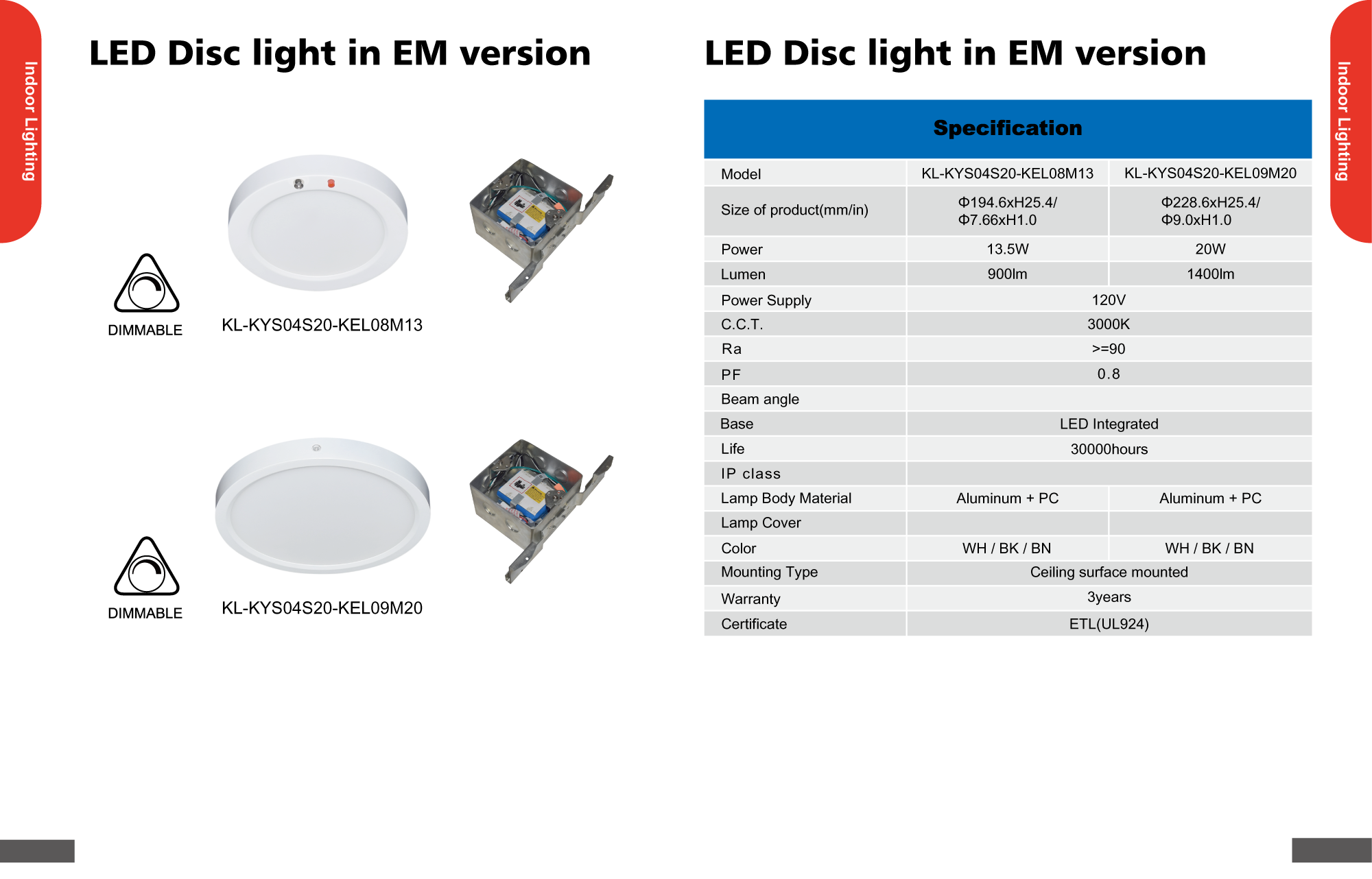 LED Disc light in EM version