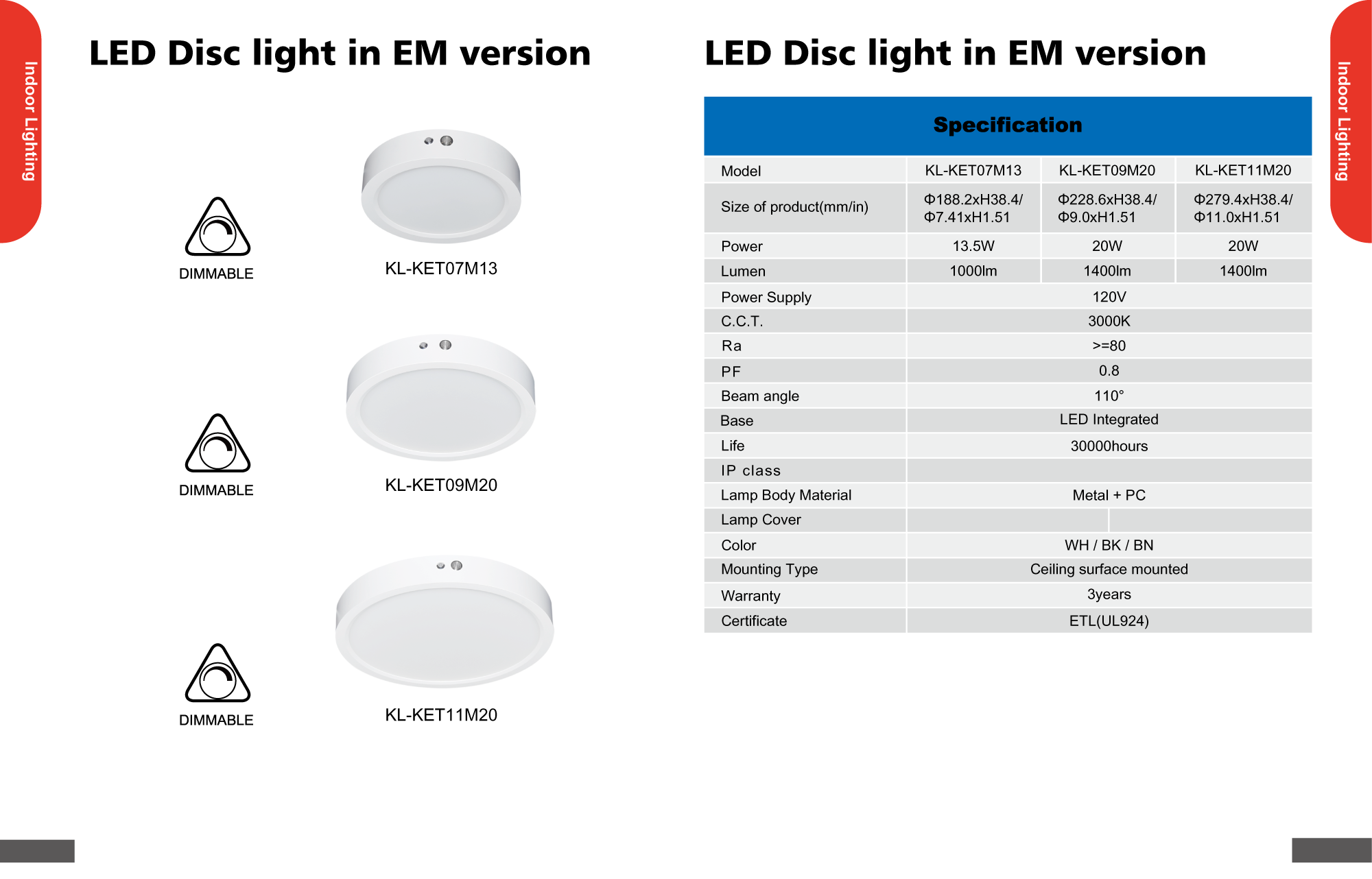 LED Disc light in EM version
