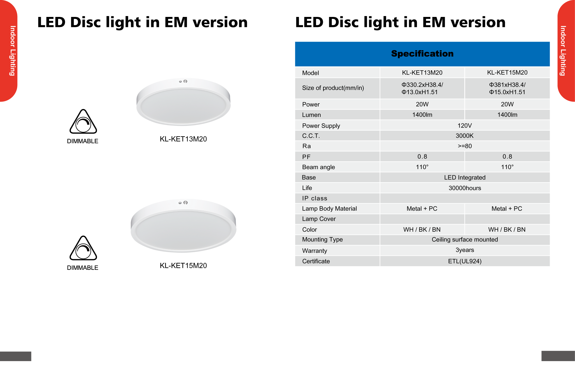 LED Disc light in EM version